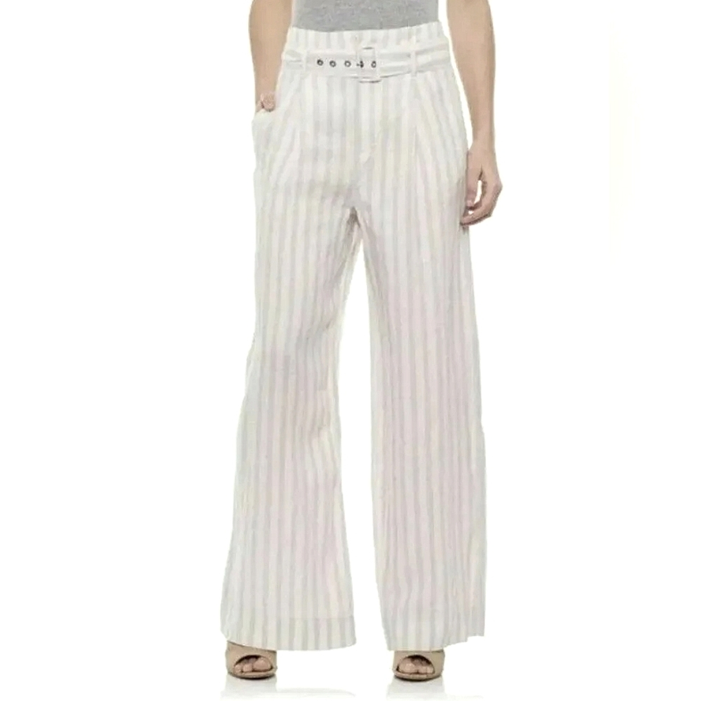 NWOT Rachel Zoe Pin Stripe Wide Leg Linen Pant, Size 8